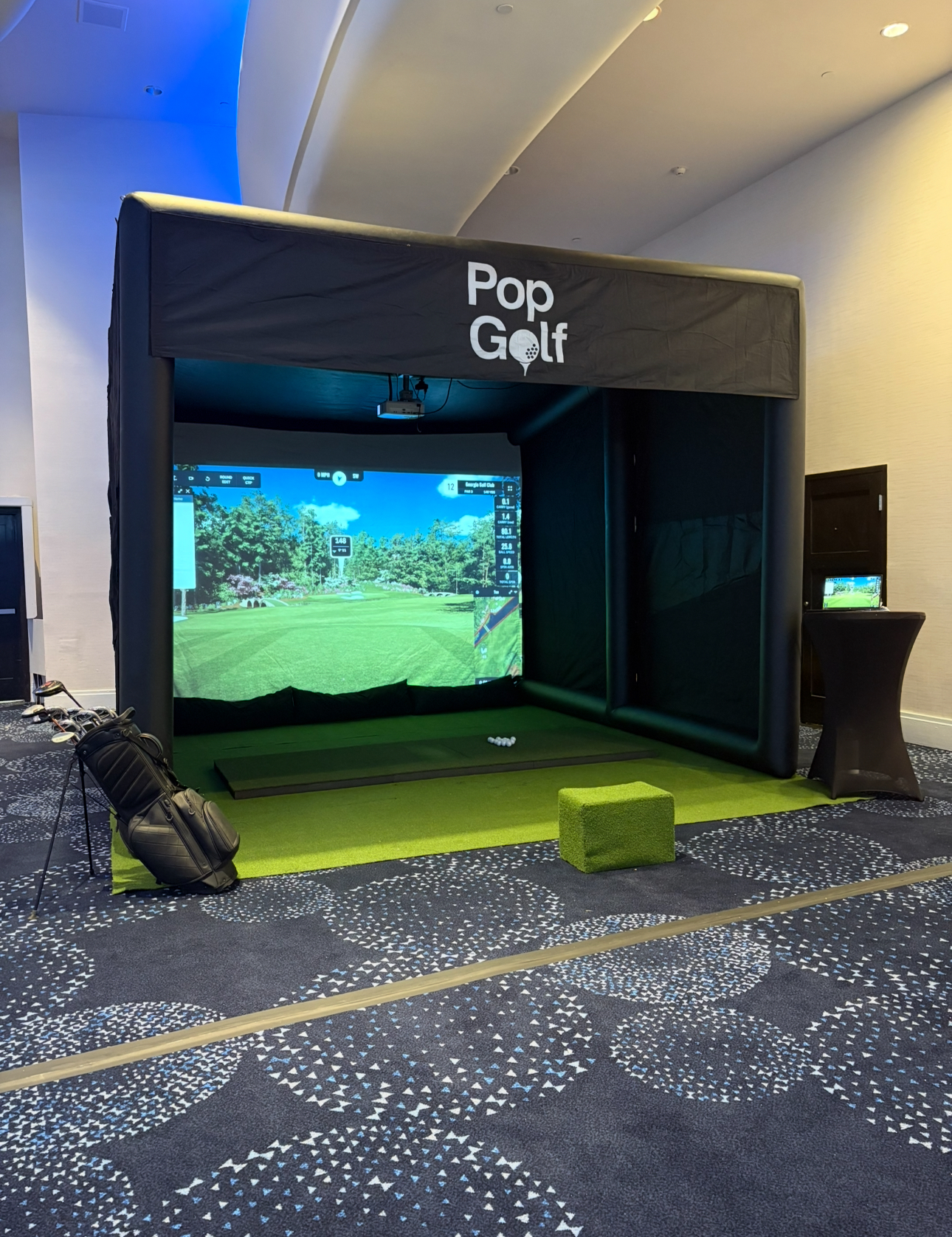 PopGolf setup inside a hotel ballroom
